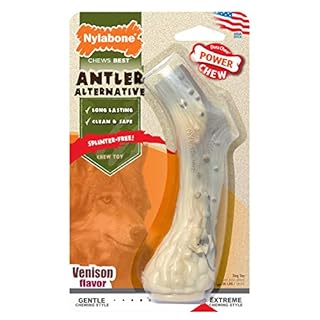 Nylabone Dura Chew Antler Dog Toy, Medium, Venison Flavor - Long Lasting Chew for Power Chewers