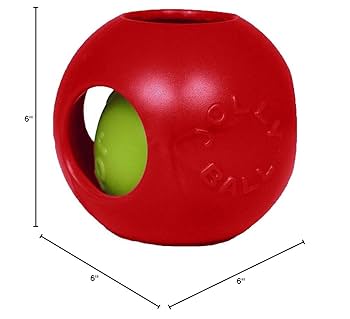 Jolly Pets Teaser Ball Dog Toy - Medium 6 inch, Red - Interactive Fun!