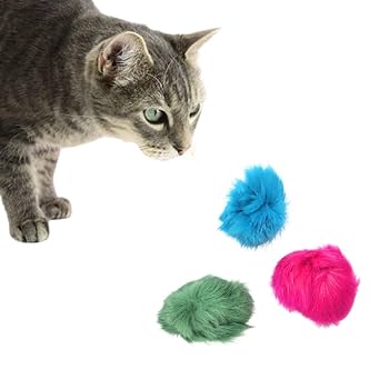 Go Cat Bat Arounds Fur Balls Cat Toy - 3 Pack - Fluffy Plush Balls