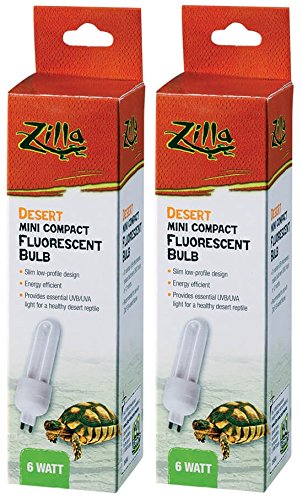 Zilla Mini Compact Desert Fluorescent Bulb, 6W, G9 - UVB Reptile Lamp (2-Pack Option)