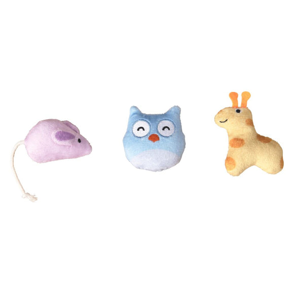 Ethical Pet SPOT Cuddly & Colorful Cat Toys - 3 Pack - Crinkly & Catnip