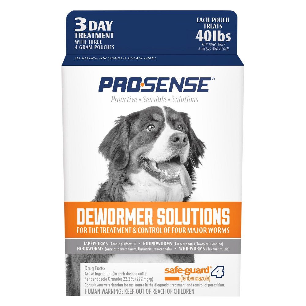 ProSense Safe-Guard 4 Canine Dewormer, 40 lb, 3 Pack, Treats Tapeworm, Roundworm, Hookworm, and Whipworm