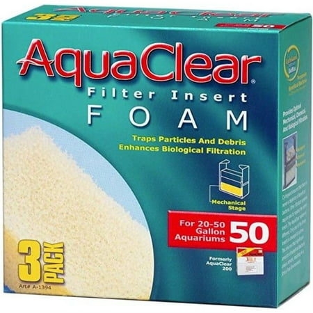 AquaClear 50 Foam Filter Inserts - 3 Pack - Aquarium Filter Media Replacement A1394