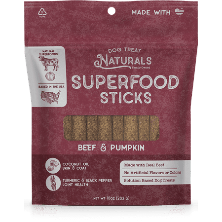 Dog Treat Naturals Beef & Pumpkin Superfood Sticks - All Natural Training Treats - 10 oz