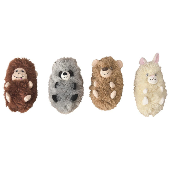 Ethical Pet Spot Fluff Balls Dog Toy - 8.5" Assorted Plush Characters with Squeaker
