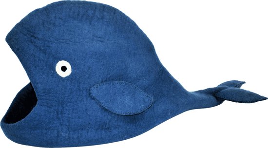 Dharma Dog Karma Cat Blue Whale Cat Cave - Blue Wool Cat Bed