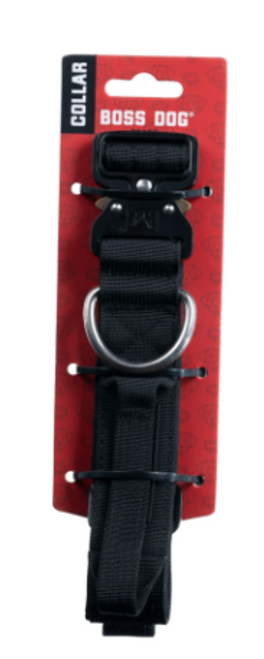 Boss Dog Tactical Dog Collar - Black - Large - Adjustable 17-22 inch