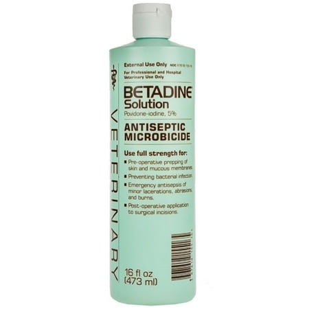 Betadine Solution 5% Povidone-Iodine Antiseptic, 16 oz - Topical Microbicide for Wound Care & Skin Prep