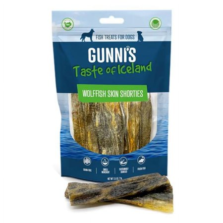 Gunni's Wolffish Skin Shorties Dog Treats, 2.5 oz - Taste of Iceland, Single Ingredient Chews