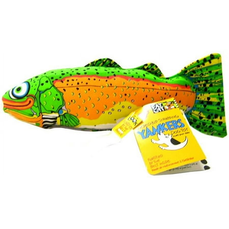 Fat Cat Classic Incredible Strapping Yankers Dog Toy - Trout - Large Canvas Plush Squeaky Tug Toy