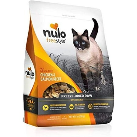 Nulo FreeStyle Freeze-Dried Raw Cat Food, Chicken & Salmon Recipe, 8 oz, Grain-Free, Probiotic
