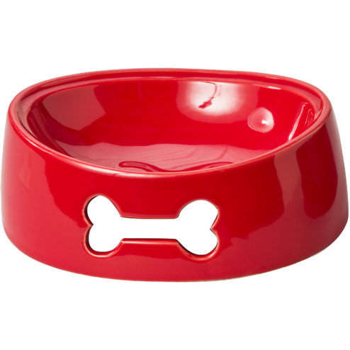 BAILEY BONE DISH 6" RED - Ethical Pet Stoneware Dog/Cat Bowl