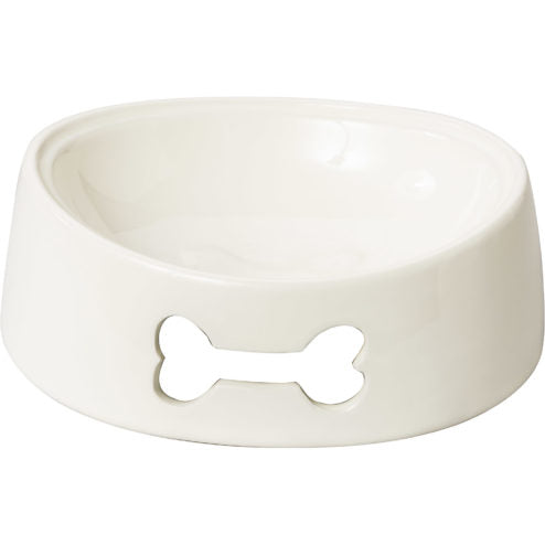 Ethical Pet Bailey Bone Dish - 6" White - Dog or Cat Food & Water Bowl