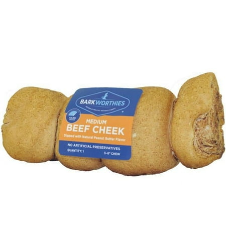Barkworthies Medium Beef Cheek Dipped in Peanut Butter Dog Treat