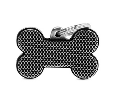 MyFamily Bone Bronx Rhombus Pet ID Tag, Large, Antique Silver - Dog Tag, Personalized Option
