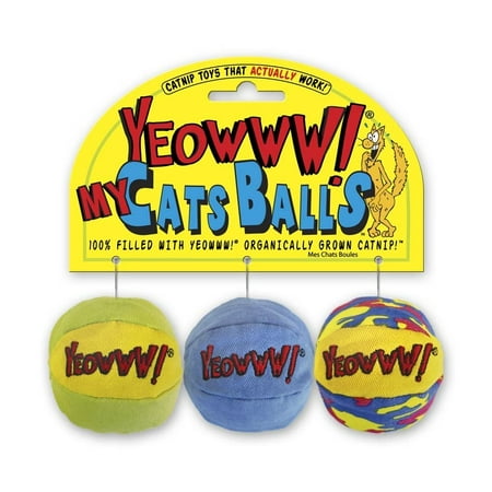 Yeowww! My Cats Balls Cat Toy - 3 Pack - Organic Catnip Filled Balls