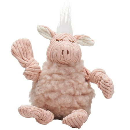 HuggleHounds FlufferKnottie Penelope Pig Dog Toy - Small, Squeaky Plush Dog Toy