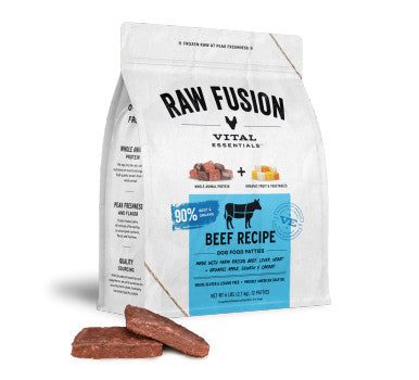 Vital Essentials Raw Fusion Beef Patties Frozen Dog Food, 6 lb