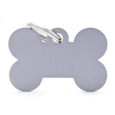 My Family Basic Big Bone Pet ID Tag, Large, Aluminum, Gray