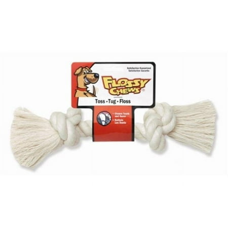 Mammoth Flossy Chews Dog Rope Toy - White Cotton Bone, Medium 12-Inch