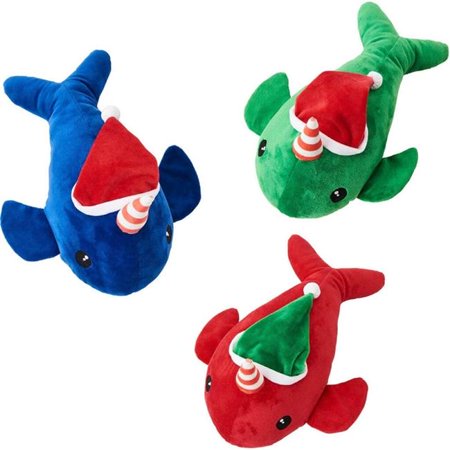 Ethical Pet / Spot Holiday Narwhals Dog Toy - 12 Inch Plush with Squeaker - Assorted Colors