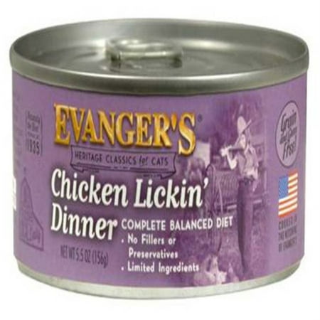 Evanger's Heritage Classic Chicken Lickin' Dinner - Wet Cat Food, 5.5 oz Can (Single or 24 Pack)