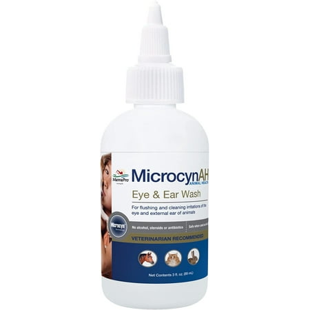 Nutri-Vet Microcyn AH Ear & Eye Wash - 3 oz - Pet Eye and Ear Cleaning Solution