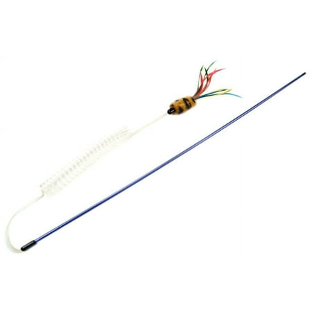 VEE PURRfect Go-Fur-It Cat Toy - Clear Wand with Feathers & Noise Maker - Interactive Play