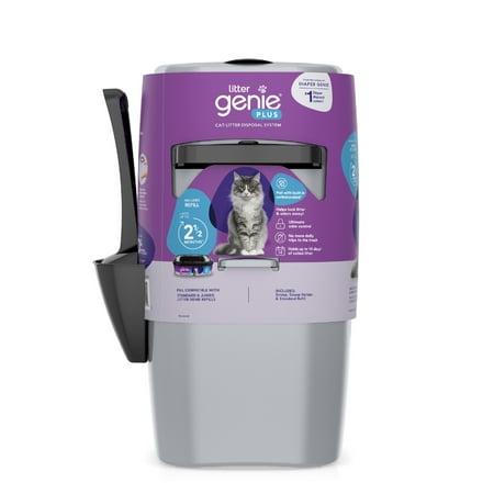 Litter Genie Plus Pail - Cat Litter Waste Disposal System - Silver