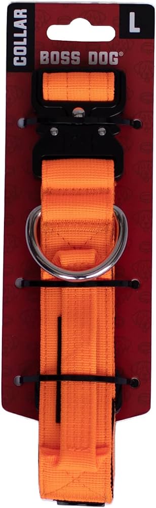 Boss Dog Tactical Dog Collar, 17-22", Orange, 1.5" Wide, Adjustable, Heavy Duty