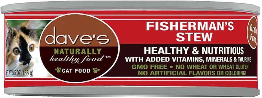 Dave's Naturally Healthy Shredded Fisherman's Stew Grain-Free Canned Cat Food, 5.5 oz, 24-Pack