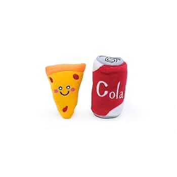ZippyClaws NomNomz Pizza & Cola Cat Toy - 2 Pack Catnip Plush Toys