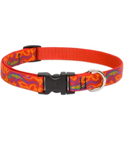Lupine Pet Dog Collar 3/4 inch Wide, Adjustable 13-22 inch, Petunias Design