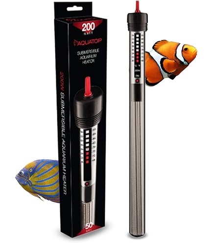 Aquatop 200W Premier Glass Aquarium Heater with Protective Guard - Submersible, Adjustable, Fresh & Saltwater