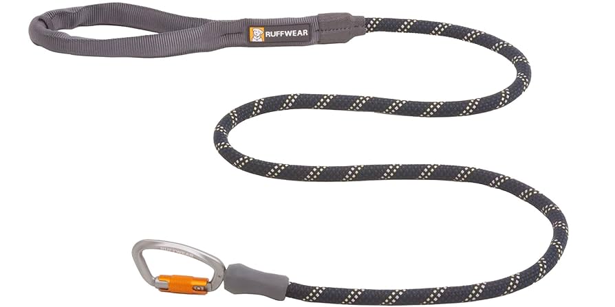 Ruffwear Knot-a-Leash Dog Leash, Reflective Rope Lead with Carabiner, Obsidian Black, Large