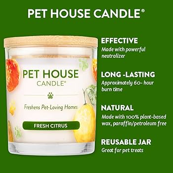 One Fur All Pet House Candle - Fresh Citrus - Odor Eliminator - 8.5/9 oz Soy Candle