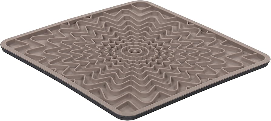 Messy Mutts Dog Licking Mat - Framed Silicone Interactive Slow Feeder - Grey - 10x10