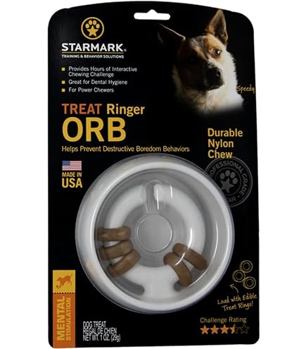 Starmark Treat Ringer Bone Dog Toy - Interactive Treat Dispensing Chew Toy