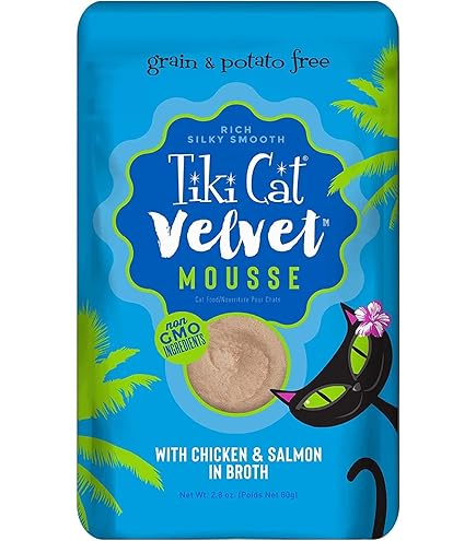 Tiki Cat Velvet Mousse Chicken & Salmon Wet Cat Food, 2.8 oz Pouch (Case of 12 Available)