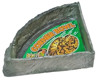 Zoo Med Repti-Rock Corner Bowl - Large - Reptile Food & Water Dish 9x9 Inch