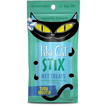 Tiki Cat Stix Tuna Mousse Cat Treats, 3 oz - Lickable Creamy Tuna Cat Treat Stix, Grain-Free