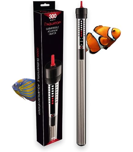 AQUATOP Glass Aquarium Heater w/ Protective Guard - 300W Submersible Heater - Up to 60 Gallon Tank