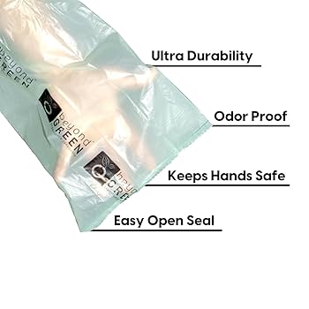 beyondGREEN Plant-Based Cat Litter Waste Bags with Handles - 100 Count - 8x16