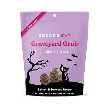 Bocce's Bakery Graveyard Grub Crunchy Cat Treats - Halloween, Salmon & Seaweed, 2 oz