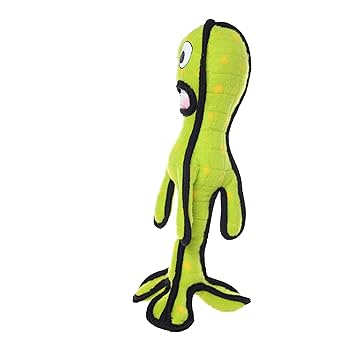 Tuffy G6 Alien Dog Toy - Green, Durable Plush Squeaky Toy for Dogs