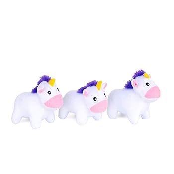 ZippyPaws Burrow Unicorns in Rainbow - Interactive Dog Toy - Hide and Seek Plush Puzzle