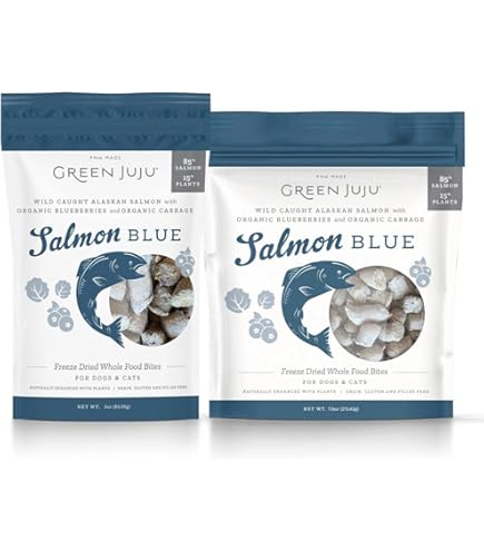 Green Juju Freeze-Dried Salmon Blue Whole Food Bites for Dogs & Cats - 7.5oz