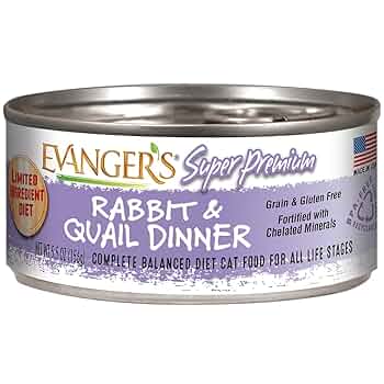 Evanger's Super Premium Rabbit & Quail Dinner Wet Cat Food, 5.5 oz Can