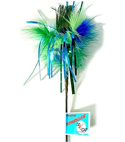 Go Cat Peacock Sparkler Cat Toy Wand - 18 Inch Interactive Feather Teaser