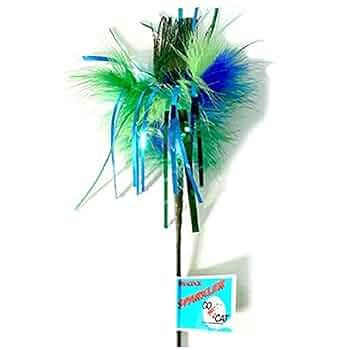 Go Cat Long Sparkling Kitty Duster - 36" Cat Wand Toy with Feathers & Mylar